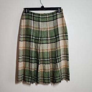 KR Germany Plaid Wool Green Cream Women's Skirt Womens 40